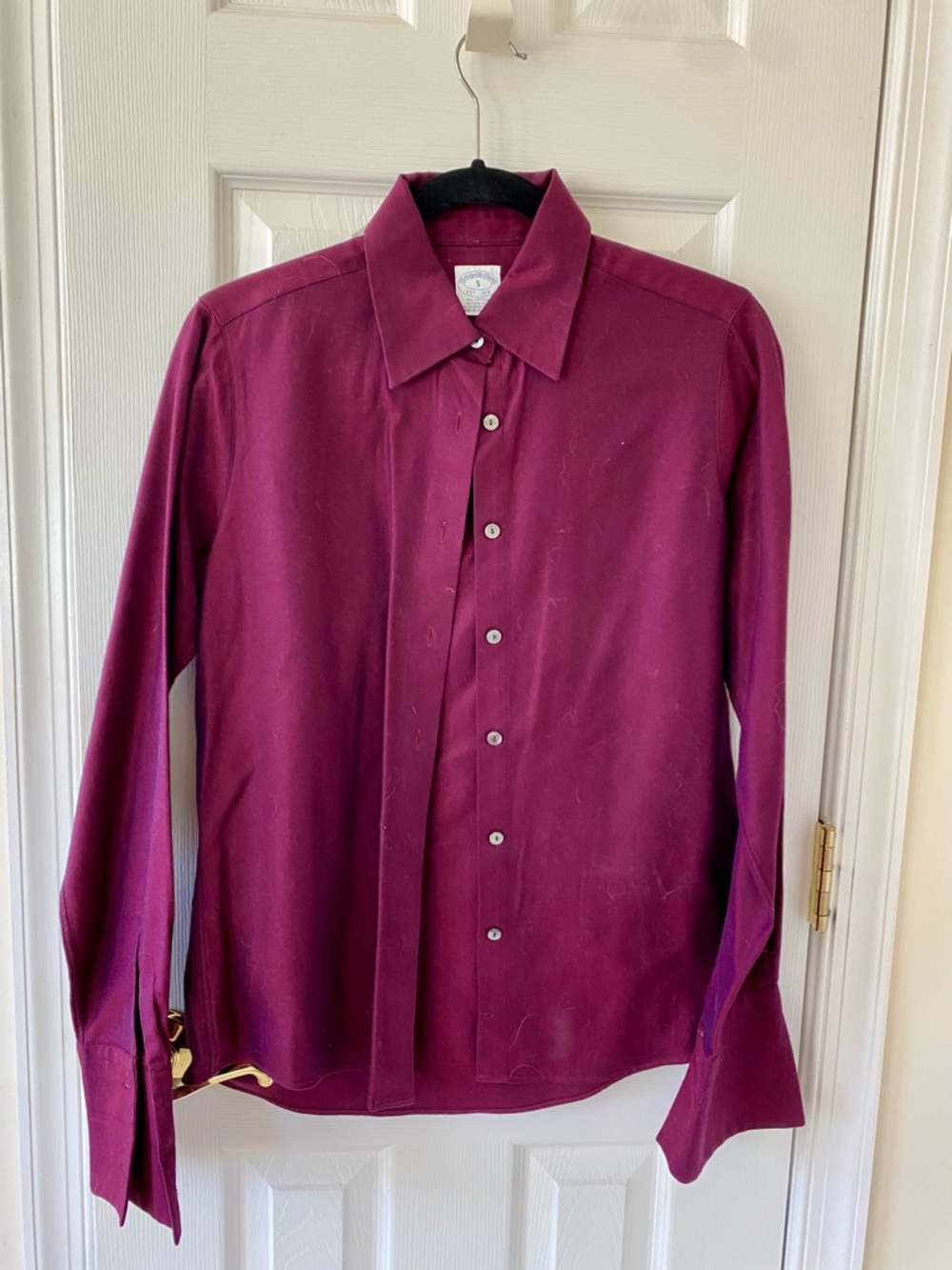 Brooks Brothers Women's Burgundy Button-Front Blouse French Cuffs